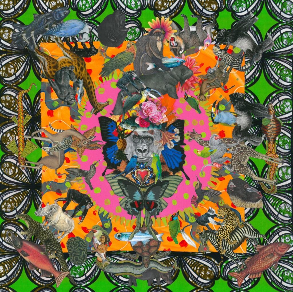 mixed media tablecloth designed by Jacha Potgieter
